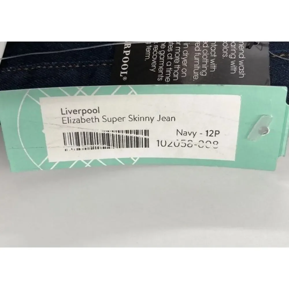 NWT Liverpool Elizabeth Super Skinny Jeans Womens Navy Denim Size 12P Petite